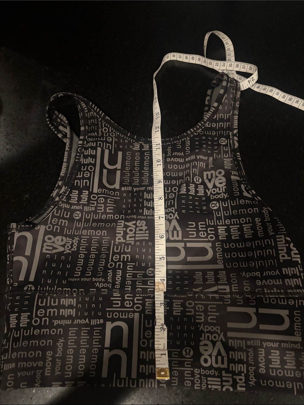 lululemon athletica Black and Gray Logo Print Sports Bra